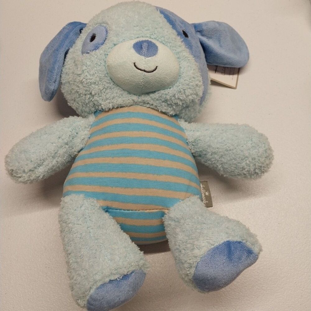 Hallmark Cuddly Puppy Plush Blue Baby Lovey 10" Sewn Eyes NWT Gift - Picture 9 of 16